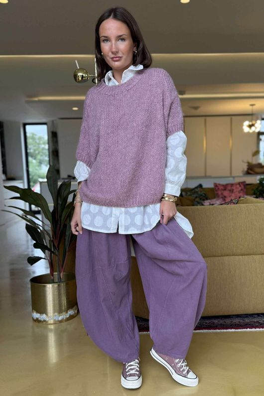 Made in Italy Big Softie Cap Sleeve Knit Top Heather -